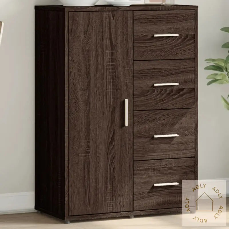 Skjenk Brun Eik 60X31X84 Cm Konstruert Tre