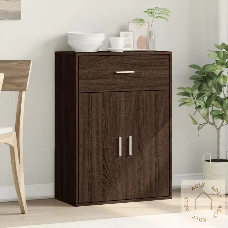 Skjenk Brun Eik 60X30X84 Cm Konstruert Tre