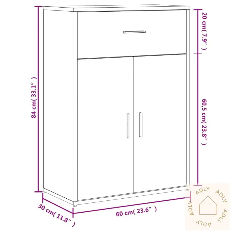 Skjenk Brun Eik 60X30X84 Cm Konstruert Tre
