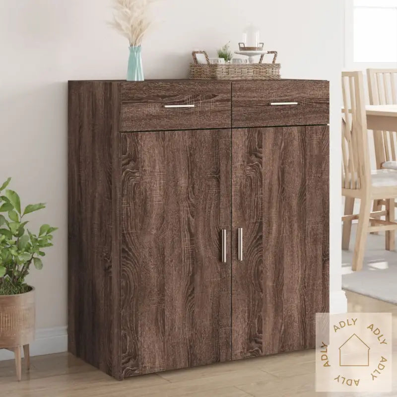 Skjenk Brun Eik 80X42,5X93 Cm Konstruert Tre