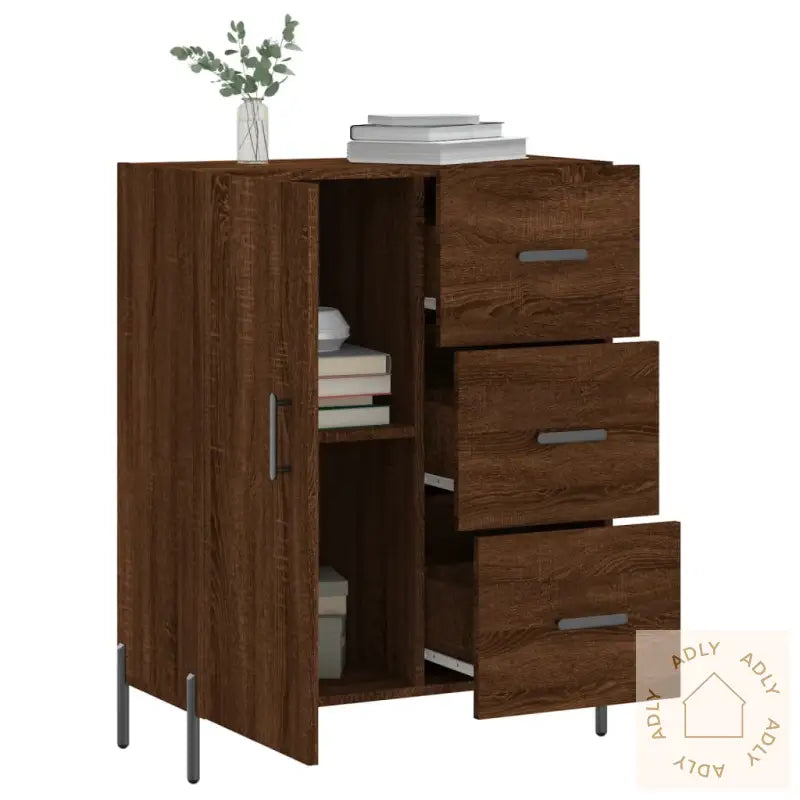 Skjenk Brun Eik 69,5X34X90 Cm Konstruert Tre