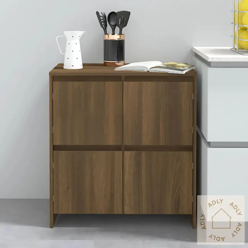 Skjenker 2 Stk Brun Eik 70X41X75 Cm Konstruert Tre