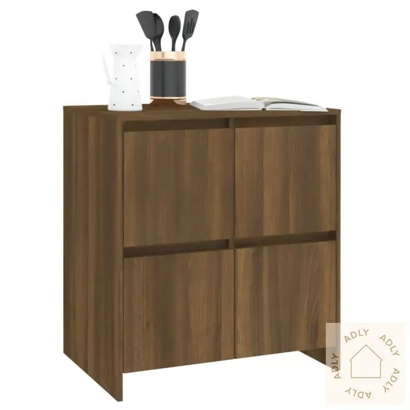Skjenker 2 Stk Brun Eik 70X41X75 Cm Konstruert Tre