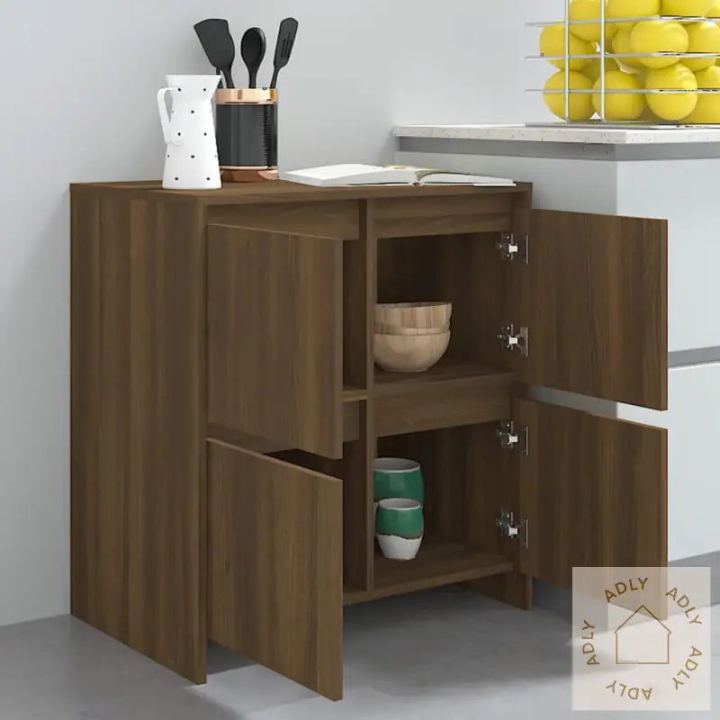 Skjenker 2 Stk Brun Eik 70X41X75 Cm Konstruert Tre
