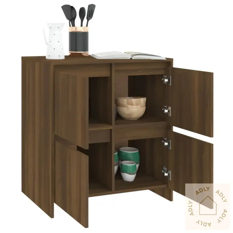 Skjenker 2 Stk Brun Eik 70X41X75 Cm Konstruert Tre