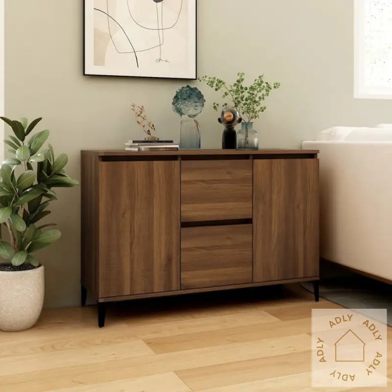 Skjenk Brun Eik 104X35X70 Cm Konstruert Tre