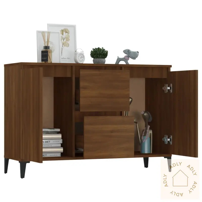Skjenk Brun Eik 104X35X70 Cm Konstruert Tre