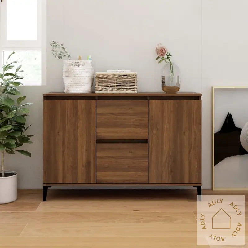 Skjenk Brun Eik 104X35X70 Cm Konstruert Tre