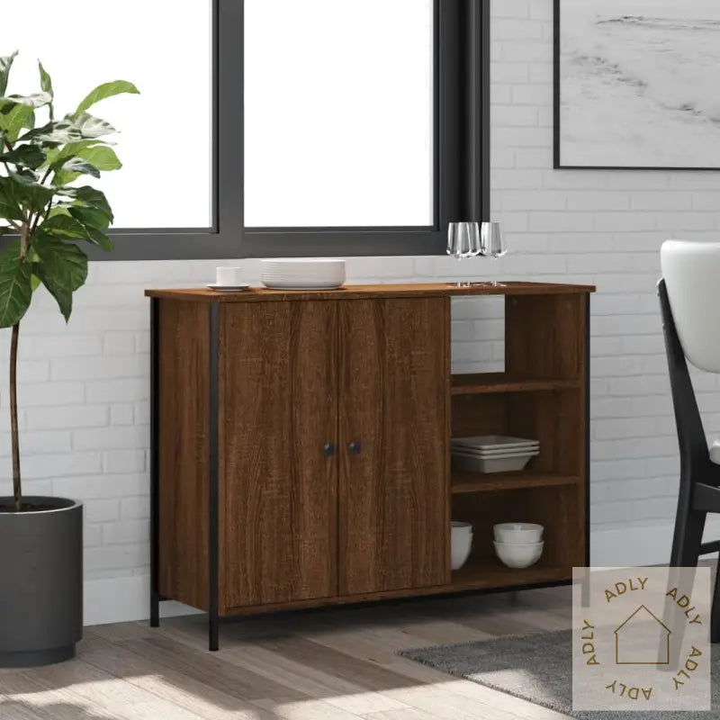 Skjenk Brun Eik 100X33X75 Cm Konstruert Tre