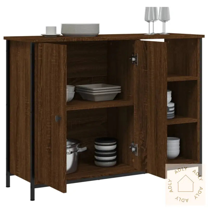 Skjenk Brun Eik 100X33X75 Cm Konstruert Tre