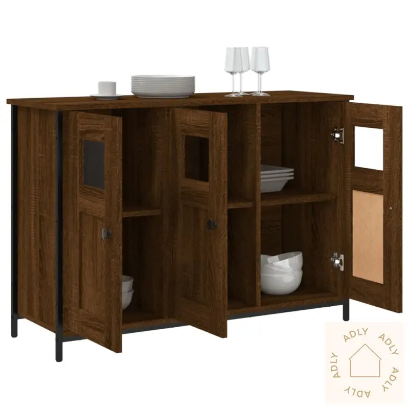 Skjenk Brun Eik 100X35X70 Cm Konstruert Tre