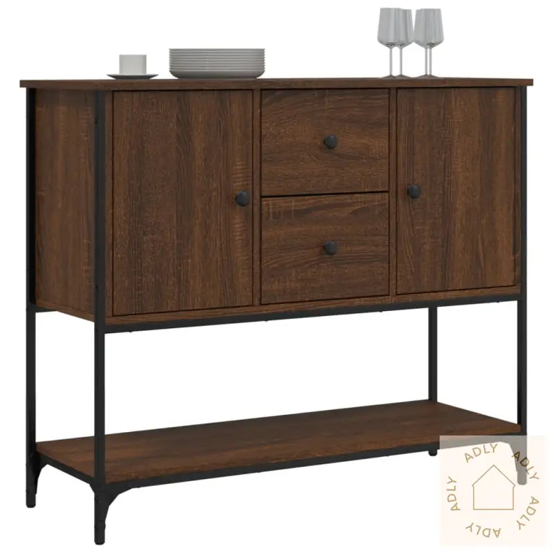 Skjenk Brun Eik 100X36X85 Cm Konstruert Tre