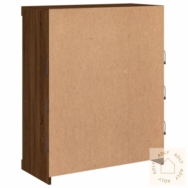 Skjenk Med Led-Lys Brun Eik 81X37X100 Cm