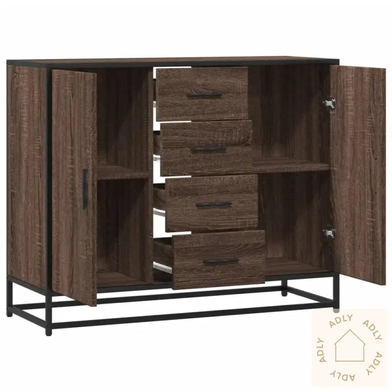 Skjenk Brun Eik 92X35X76 Cm Konstruert Tre