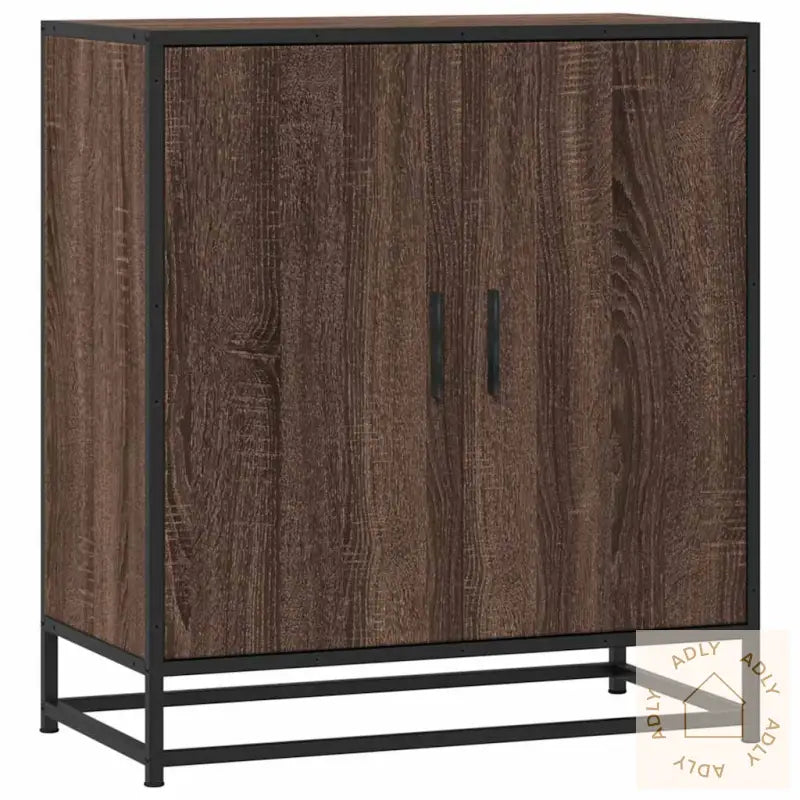 Skjenk Brun Eik 68X35X76 Cm Konstruert Tre Og Metall