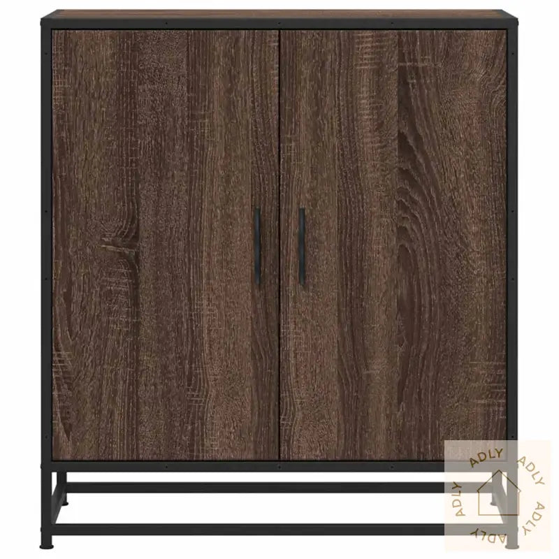 Skjenk Brun Eik 68X35X76 Cm Konstruert Tre Og Metall