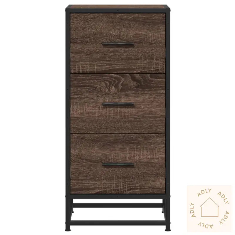 Skjenk Brun Eik 35,5X35X76 Cm Konstruert Tre Og Metall