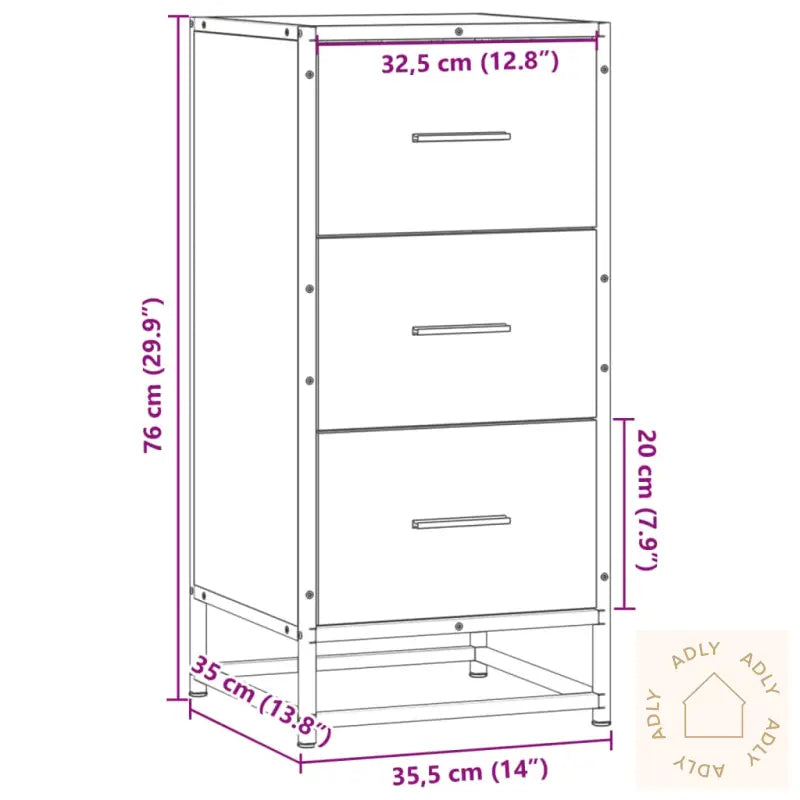 Skjenk Brun Eik 35,5X35X76 Cm Konstruert Tre Og Metall