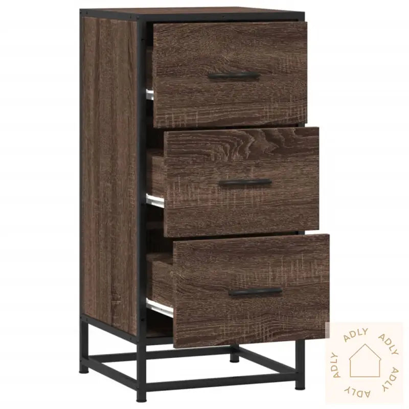 Skjenk Brun Eik 35,5X35X76 Cm Konstruert Tre Og Metall