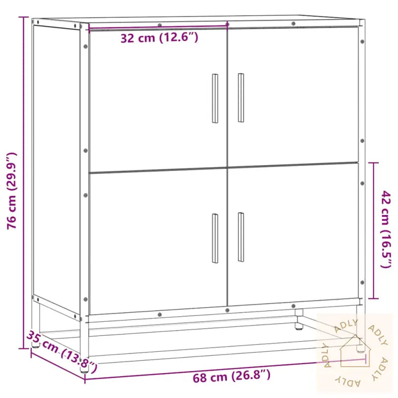 Skjenk Brun Eik 68X35X76 Cm Konstruert Tre