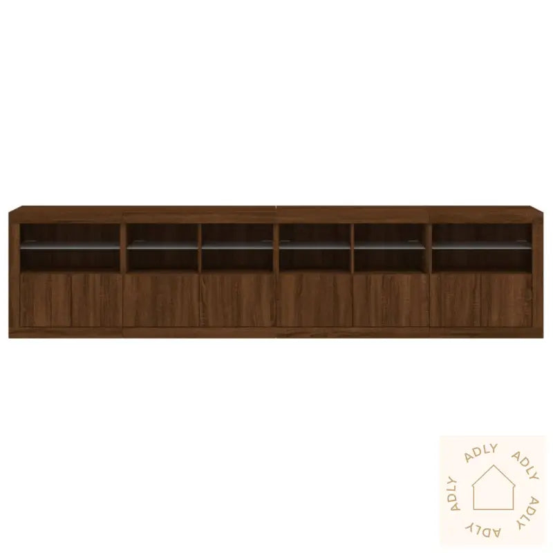 Skjenk Med Led-Lys Brun Eik 283X37X67 Cm