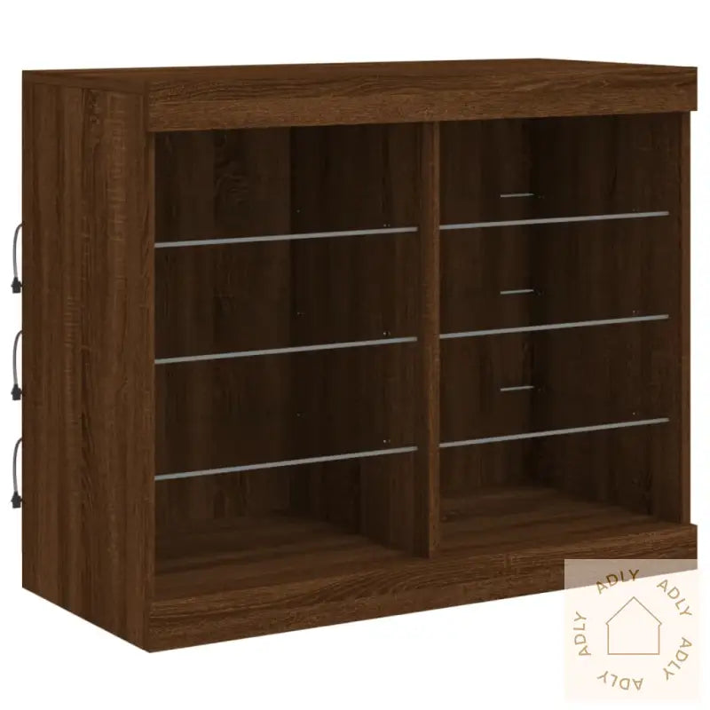 Skjenk Med Led-Lys Brun Eik 163X37X67 Cm