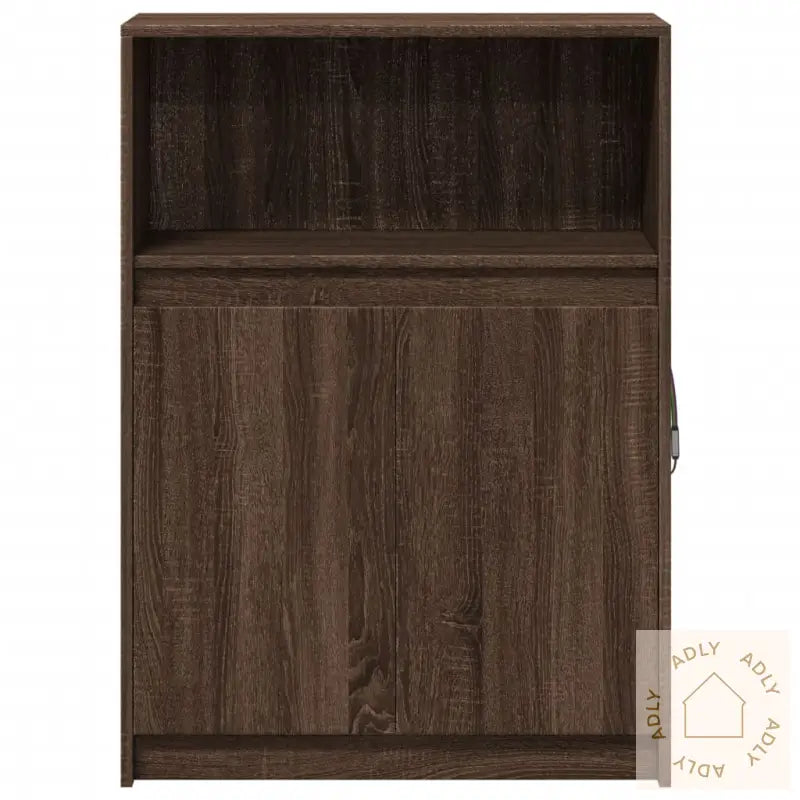 Skjenk Med Led Brun Eik 72X34X100 Cm Konstruert Tre