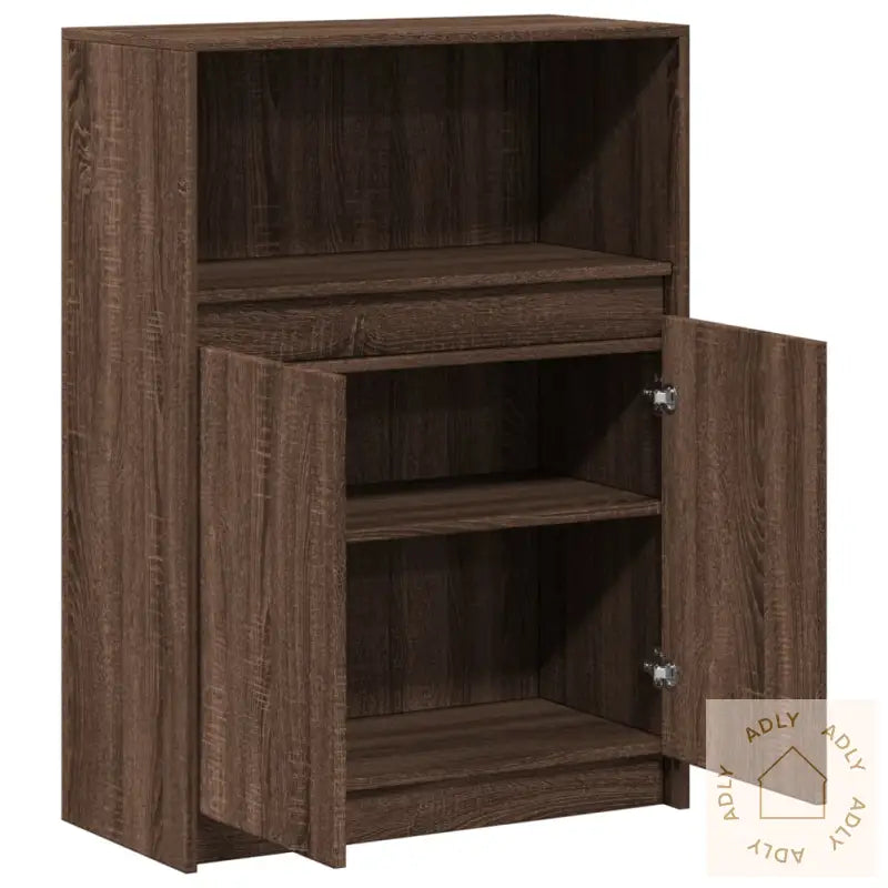 Skjenk Med Led Brun Eik 72X34X100 Cm Konstruert Tre