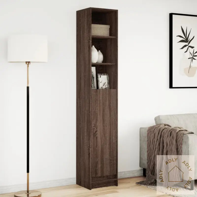 Skjenk Med Led Brun Eik 36X32,5X200 Cm Konstruert Tre