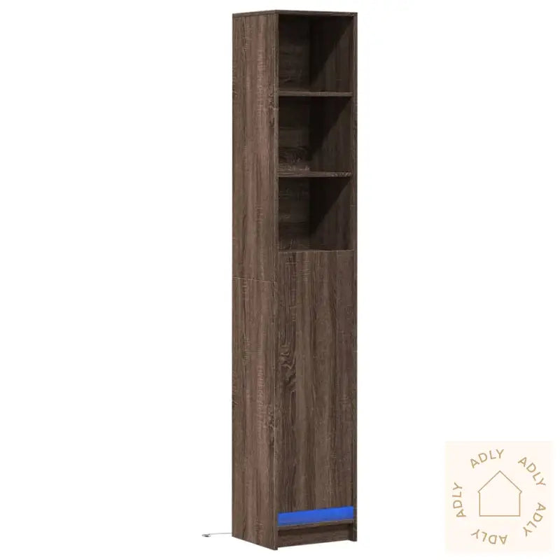 Skjenk Med Led Brun Eik 36X32,5X200 Cm Konstruert Tre