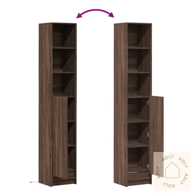 Skjenk Med Led Brun Eik 36X32,5X200 Cm Konstruert Tre