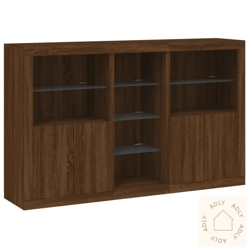 Skjenk Med Led-Lys Brun Eik 162X37X100 Cm