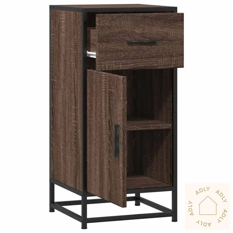 Skjenk Brun Eik 35,5X35X76 Cm Konstruert Tre Og Metall