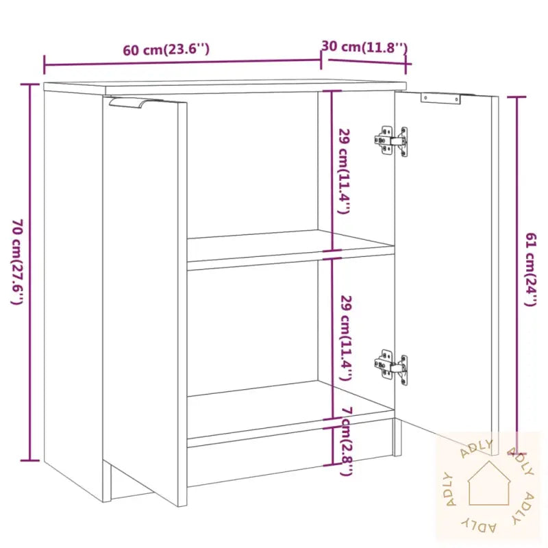 Skjenk Brun Eik 60X30X70 Cm Konstruert Tre