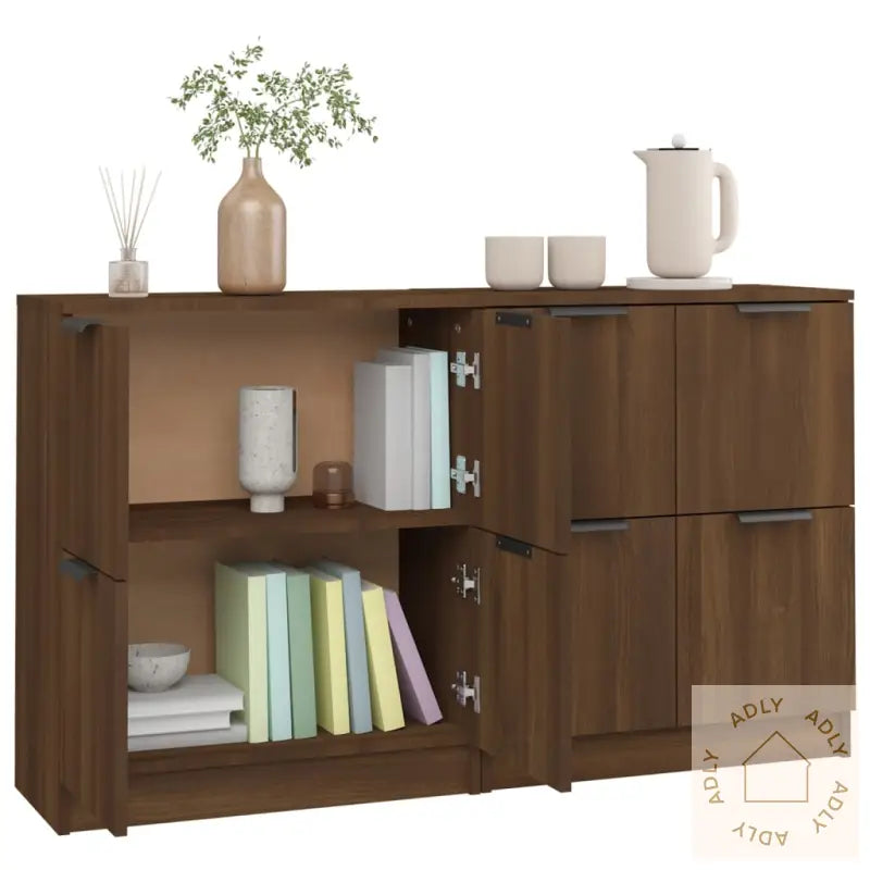 Skjenker 2 Stk Brun Eik 60X30X70 Cm Konstruert Tre