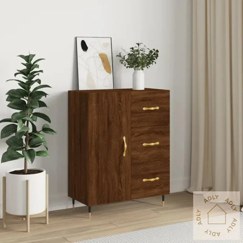 Skjenk Brun Eik 69,5X34X90 Cm Konstruert Tre