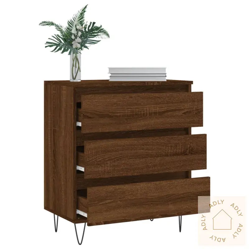 Skjenk Brun Eik 60X35X70 Cm Konstruert Tre