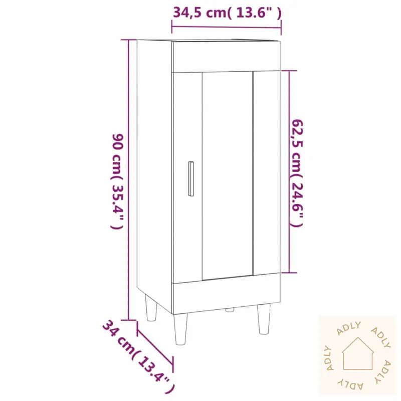Skjenk Brun Eik 34,5X34X90 Cm Konstruert Tre