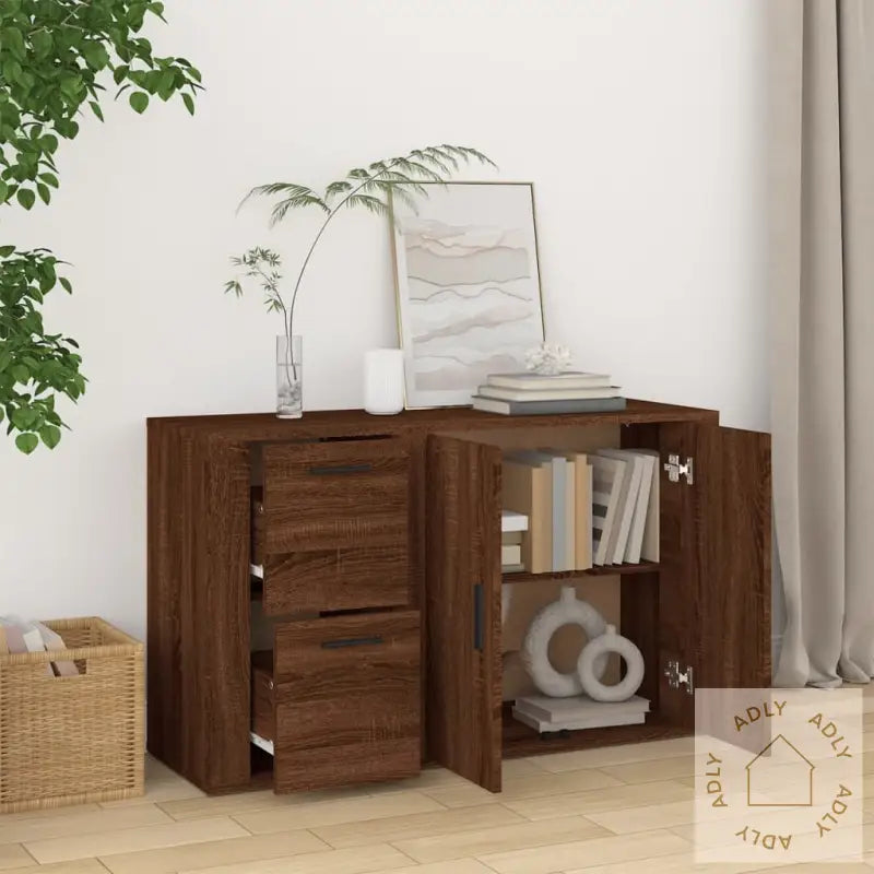 Skjenk Brun Eik 100X33X59,5 Cm Konstruert Tre