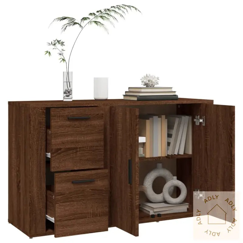 Skjenk Brun Eik 100X33X59,5 Cm Konstruert Tre