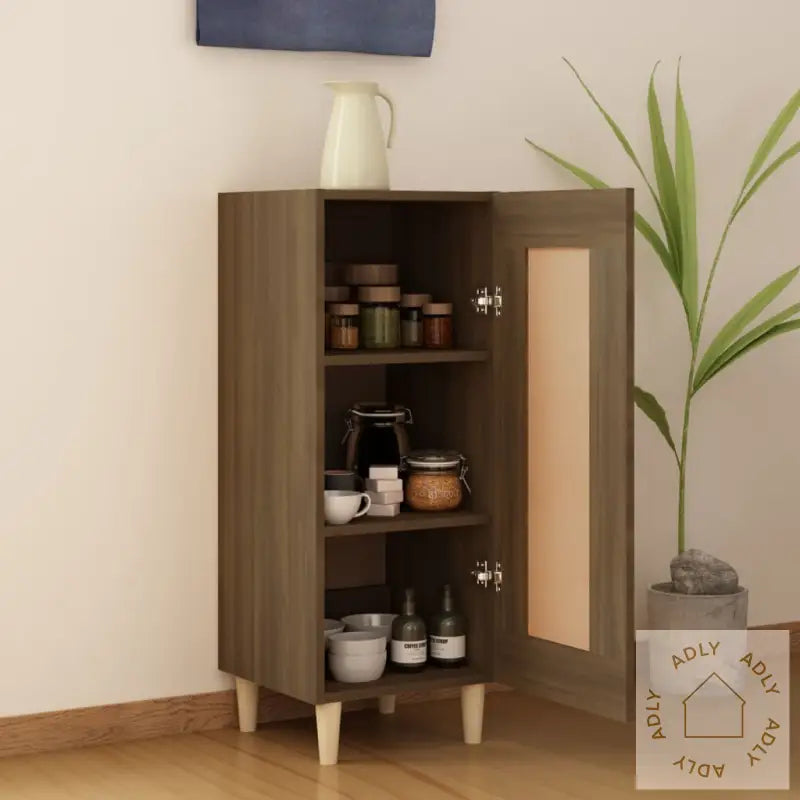 Skjenk Brun Eik 34,5X34X90 Cm Konstruert Tre