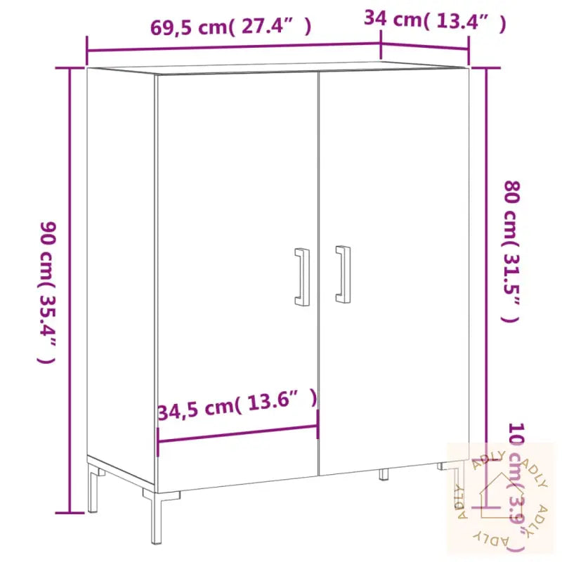 Skjenk Brun Eik 69,5X34X90 Cm Konstruert Tre