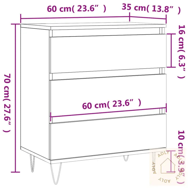 Skjenk Brun Eik 60X35X70 Cm Konstruert Tre