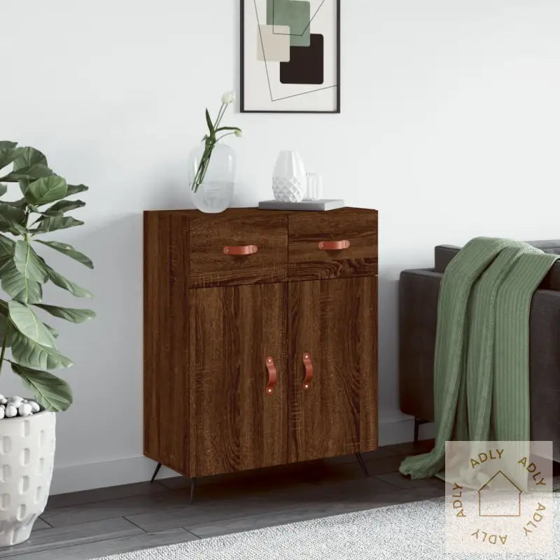 Skjenk Brun Eik 69,5X34X90 Cm Konstruert Tre