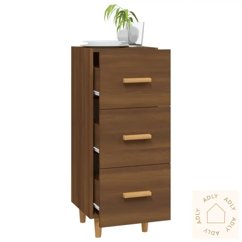 Skjenk Brun Eik 34,5X34X90 Cm Konstruert Tre