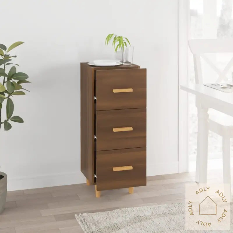 Skjenk Brun Eik 34,5X34X90 Cm Konstruert Tre