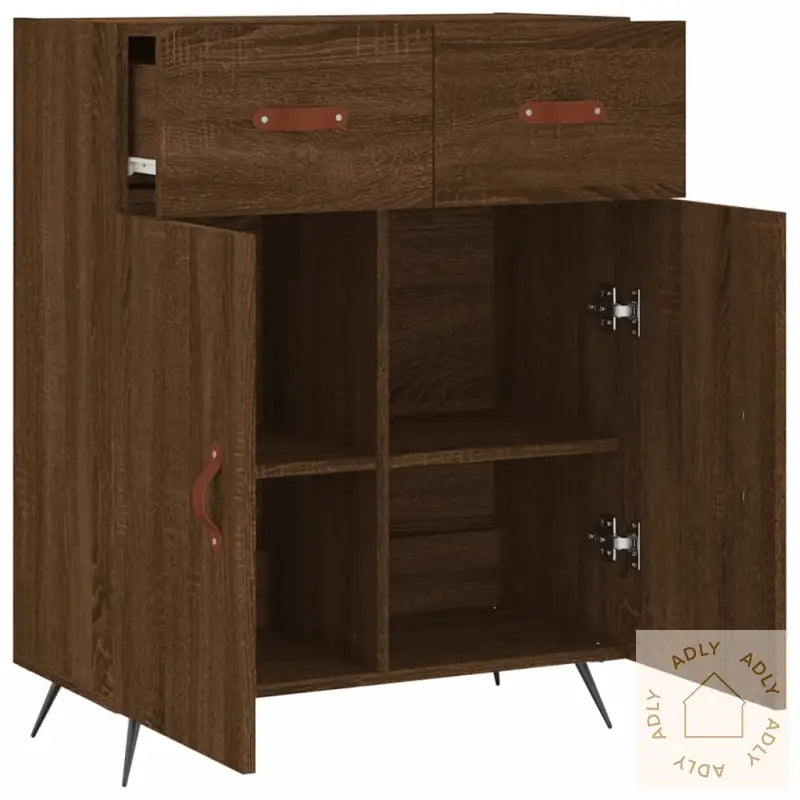 Skjenk Brun Eik 69,5X34X90 Cm Konstruert Tre