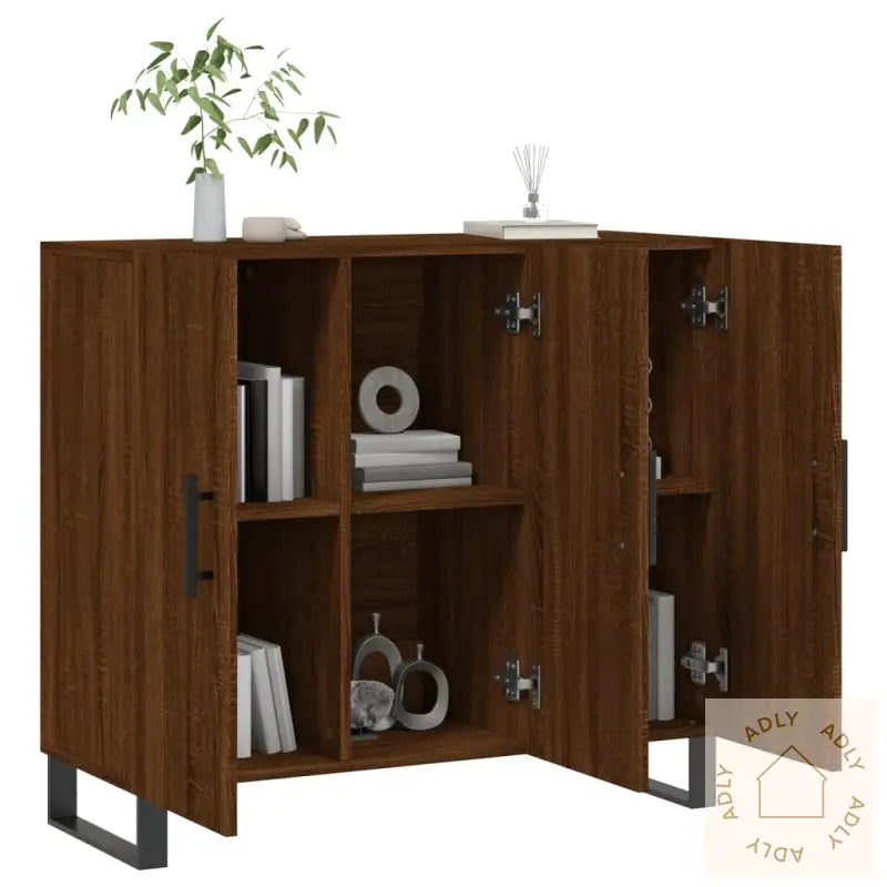 Skjenk Brun Eik 90X34X80 Cm Konstruert Tre