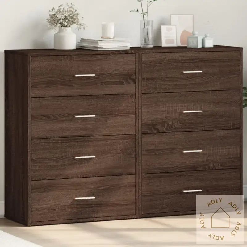 Skjenker 2 Stk Brun Eik 60X31X84 Cm Konstruert Tre