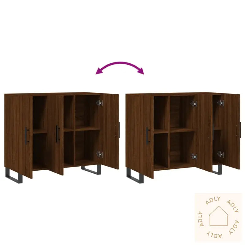 Skjenk Brun Eik 90X34X80 Cm Konstruert Tre